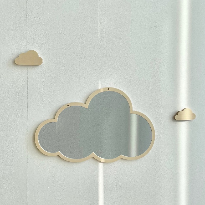 구름모양 원목 벽걸이 아크릴 안전 거울